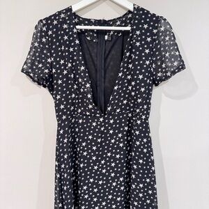 Black Star Patterned Women's Dress